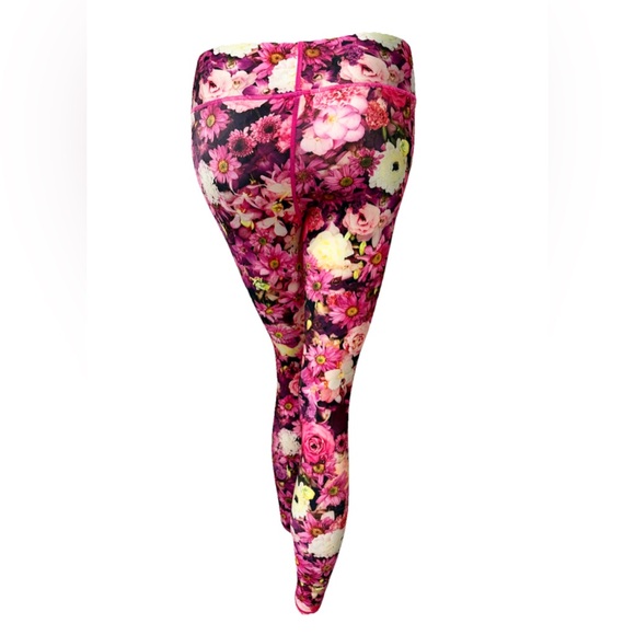 Terez New York XS Floral Print Leggings Pink Stretch Yoga Pants Activewear - Picture 5 of 12